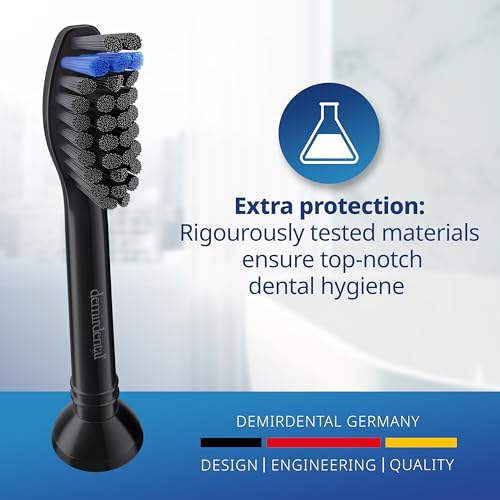 demirdental Active Charcoal Medium Replacement Brush Heads Compatible with Philips Sonicare – Black Toothbrush Heads for Natural & Precision Cleaning – Replaces HX9058MB – 8 Pack 8 Count (Pack of 1)