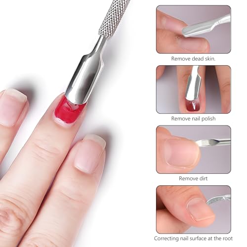 5-Piece Dual-Sided Cuticle Pusher Set - Professional Stainless Steel Manicure Pedicure Nail Care Tools