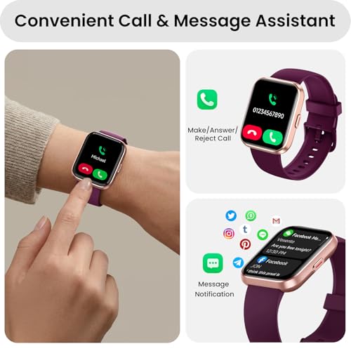 ENOMIR Smart Watch for Women Men, Call, Alexa, Health Monitor Fitness Watch Purple