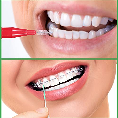 Patelai 350 Pcs Interdental Floss Brush for Teeth Oral Care Blue, Red