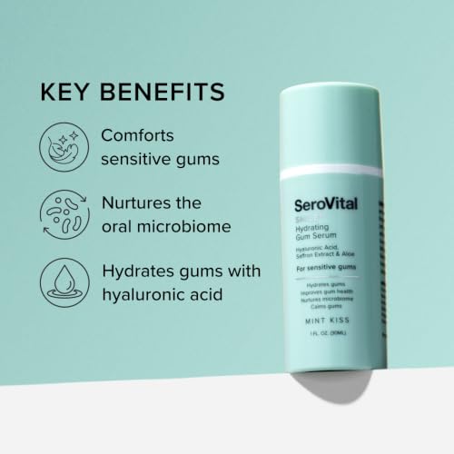 SeroVital Smile Hydrating Gum Serum – Hyaluronic Acid, Aloe Vera, and Vitamin E for Dry Gums, Improve Gum Health, Calm Gums – Formulated for Sensitive Gums –– 1 fl. oz., Mint Kiss