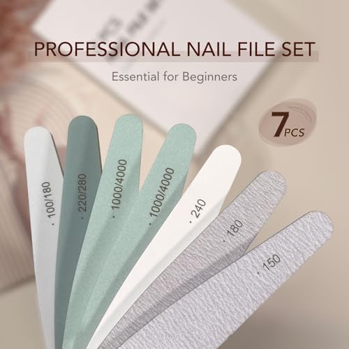 GAOY Nail Files and Buffers, 7 Pcs Nail File Set with Shiner, Emery Boards for Natural Nails Manicure Art Tools and Pedicure Supplies at Home DIY Salon
