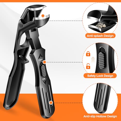 Toenail Clippers for Seniors Thick Toenails, 2026 Large Angled Nail Clippers for Men Thick Nails with Catcher, Heavy Duty Nail Cutter Long Handle Sharp Fingernail Clipper Gifts for Men Women Adults Black Angled Head Nail Clippers