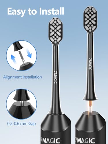 7MAGIC White Sonic Electric Toothbrush Bundle with Genuine Brush Heads for Deep Cleaning 2-Pack