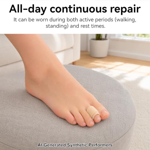 Hammer Toe Straightener, 2 Pcs Hammer Toe Corrector for Women & Men, Adjustable Toe Splints with Aluminum Plate Relief for Curled, Bent & Broken Toe, Discreet Skin-Tone Design