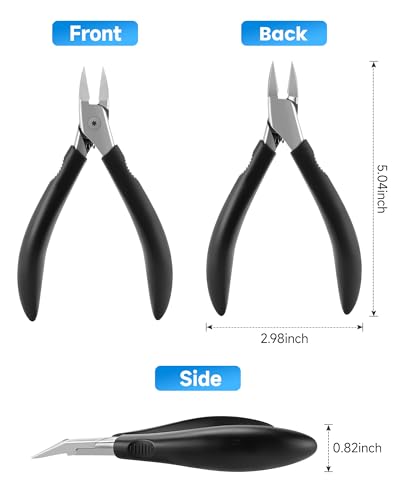Nail Clippers,Toenail Clipper for Ingrown or Thick Toe Nails,Fingernail Clipper for Men Women Seniors with Stainless Steel Straight Blade Soft Handle Nail Cutter Black