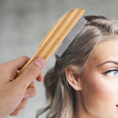 Bkemkri flea comb for dogs and cats, professional dog combs, pet comb for removing fleas, wooden handle dandruff comb, extra fine tooth comb with metal pick, multifunctional flea comb, lice comb, care comb - BeesActive Australia