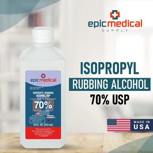 70% Isopropyl Alcohol 70 Percent Rubbing Alcohol 70 Percent USP, 16 oz. Bottle, Multipurpose First Aid Antiseptic for Minor Wounds, Cuts, Scrapes and Burns | Home Cleaning and First Aid Tool (1) 1