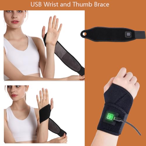 USB Wrist Brace Heating Pad Adjustable Heated Wrist Brace Wrap 3 Heating Levels Wrist Warmer Electric Heating Pad for Wrist and Hand Wrist Support to Relieve Pain Medium