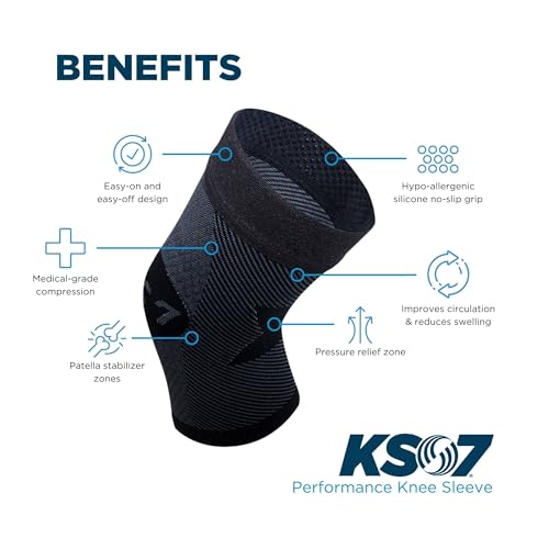 OrthoSleeve Compression Knee Brace, Knee Sleeve for ACL, MCL, Injury Recovery, Meniscus Tear, Pain, Aching Knees, Patellar Tendonitis & Arthritis Pain Tan Medium