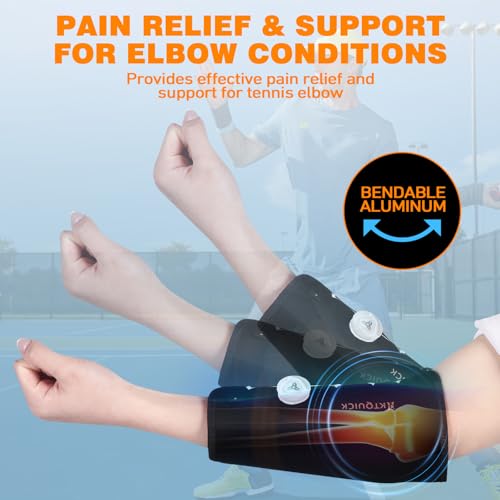 Elbow Brace with 2 Removable Metal Splints, Adjustable Knob Tennis Elbow Support for Tendonitis, Cubital Tunnel Syndrome Brace,KTQUICK Ulnar Nerve Entrapment Brace, Pain Relief,Fits Men&Women Right(M) Medium