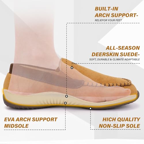 V.Step Men Orthopedic Moccasin Slippers Wide Arch Support Plantar Fasciitis 9 Wide Beige