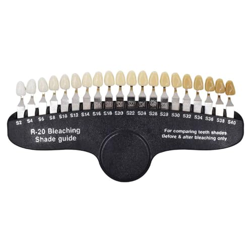 Teeth Whitening Shade Guide - 20 Shades Eco-Friendly ABS Plastic, Lightweight & Durable Tooth Color Book for Dentists, Labs, Veneers, Crowns
