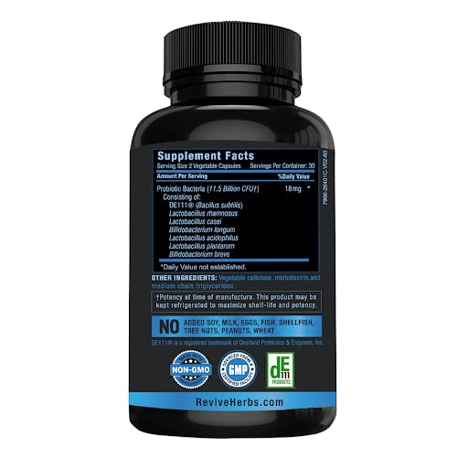 Advanced Probiotic with DE111 Strain (Bacillus subtilis). Spore Forming Probiotic. No Refrigeration Needed. 11.5 Billion Organisms. Probiotics for Women and Men. 60 Vegetable Capsules. 60 Count (Pack of 1)