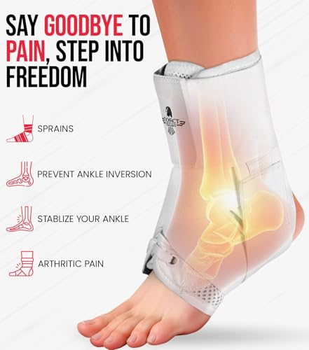 Exxact Sports Adjustable Lace Up Ankle Brace for Sprained Ankle Support, Peroneal Tendonitis & Injury Recovery, Ankle Support Brace and Stabilizer for Men & Women for Running (White, Large) White