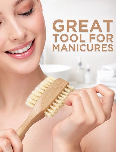TAKAVU Nail Brush, Dual-Sided Boar Bristle for Fingernails & Toenails White Boar Bristle