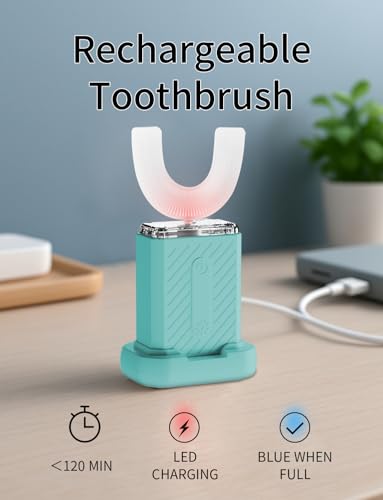 U-Shaped Electric Toothbrush, 4 Modes, 60-Second Clean, ultrasonic Toothbrush with Magnetic Contact Charging