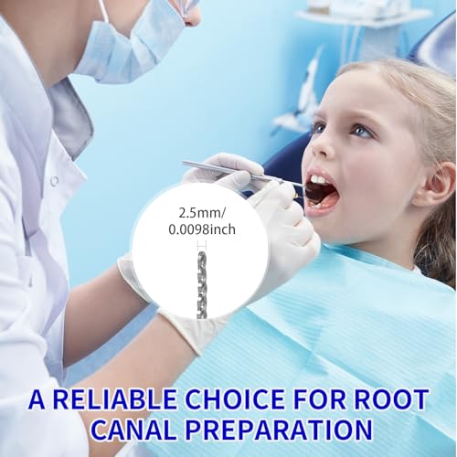 Annhua Endodontic Root Canal K Files 25MM Stainless Steel K-Files with Assorted Sizes, Sturdy Hand Use Dental Endodontic Endo K Files for Treatment, 15-40# | 6 Pcs MIX-15~40#