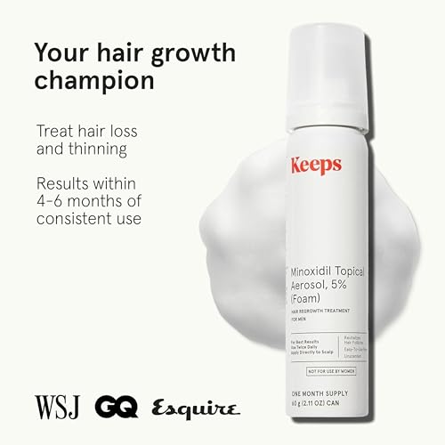 Keeps Minoxidil Foam 5% for Men, 3 Month Supply (3 x 2.11 Oz Bottles) Men's Minoxidil Aerosol Foam (3-Month Supply)