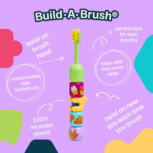 Kids Interactive Toothbrush, Babsy Build-A-Brush Starter Kit, Customizable Whimsical Wonder Theme, 9 Pieces with Spiral Core, 2 Brush Heads, 6 Fun Interchangeable Character Bits