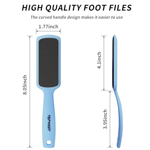 Topmeet Foot File for Dead Skin - Dual Sided Foot Rasp Callus Removers, Professional Pedicure Tool for Soft, Smooth Feet (Blue) Blue