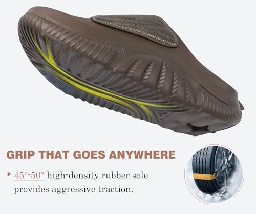 COFACE Mens Recovery Sandals Man Orthopedic Plantar Fasciitis Walking Outdoor Slides for Men Comfort Adjustable Thick Cushioned Orthotic Size 7-15 10 Brown