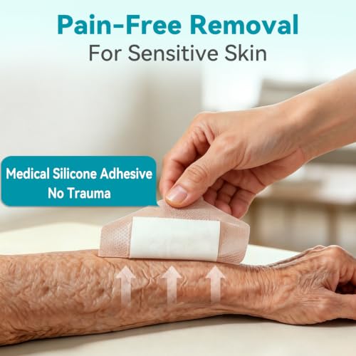 Dimora Silicone Foam Dressing 4"x4" for Wound Care Bed Sore Patches 20 Pack 4" x 4" (20 PCS) 4" x 4" (20 Pack)