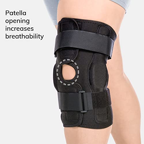 BraceAbility Torn Meniscus ROM Knee Brace - Hinged Post Surgery Support with Flexion Extension Control for Hyperextension and Locking Treatment, Ligament PCL or ACL Tears, Osteoarthritis Relief (M) M