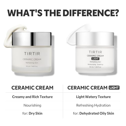 TIRTIR Natural Ceramide Cream | Deep moisturizer for Glass Skin, Polyglutamic acid, Centella Asiatica Extract, Skin barrier, Lightweight, Mild, Nature derived ingredients, Dry skin, Korean skincare Original 1.69 Fl Oz (Pack of 1)