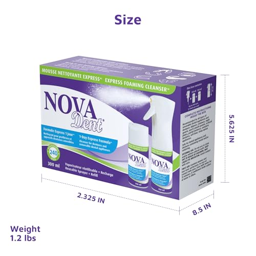 Novadent Foaming Cleanser – Dentures and Dental Appliances – 300 ml Sprayer With 2 Refills