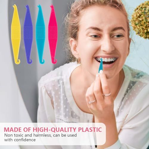OBTANIM 100 Pcs Colorful Disposable Plastic Braces Elastic Rubber Bands Placers Tool for Braces Dental Orthodontic (Pack of 3) 100 Pcs (Pack of 3)
