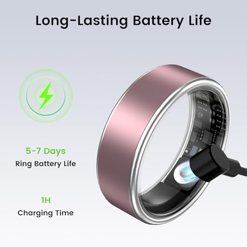 Smart Ring for Women & Men, IP68 Health Fitness Tracker (Pink, 10) Pink