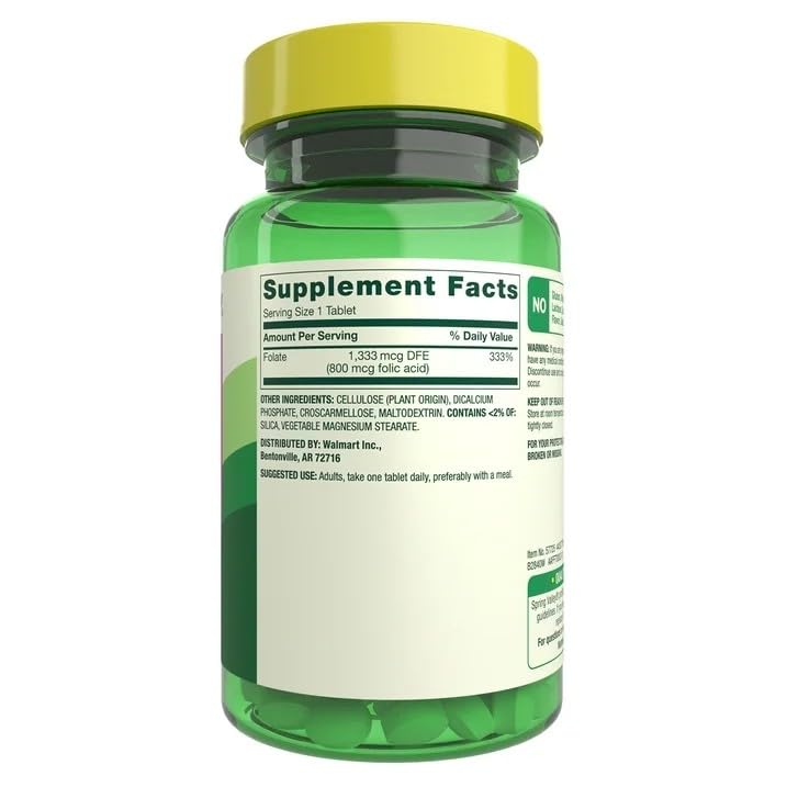 Spring Valley Folate Dietary Supplement, 1,333 mcg DFE, 400 Count vit4 Pill Box.