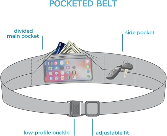 BANDI Running Belt for Women & Men – USA Made No-Bounce Adjustable Waist Pack & Secure Fanny Pack – Fits All Phones, Gels & Essentials – Zipper-Free, Medical Device Friendly Coral Reef Pocketed Belt (28"-42")