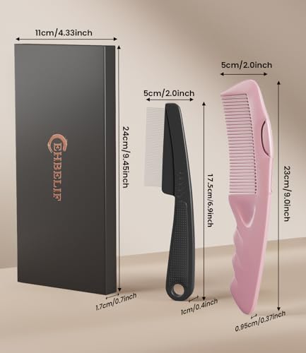 Dandruff Comb Removal 2PC Hollow Fine Tooth Scalp Detox Hair Care Tool Pink