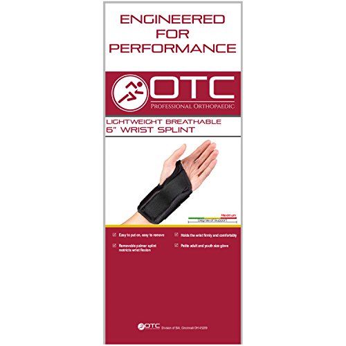 OTC Wrist Splint, 6-Inch Petite or Youth Size, Wrist Sprains, Post Cast Removal, Lightweight Breathable, Medium, 6 Inch (Left Hand) Medium (Pack of 1) 6 Inch (Left Hand)