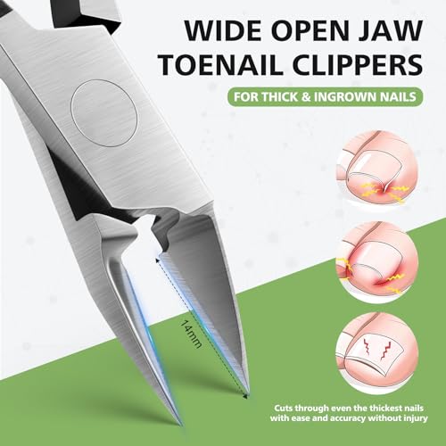 BALUCA Toenail Clippers Straight Blade for Thick Toenails and Ingrown Nails, Professional Stainless Steel Fingernail Toenail Clippers Trimmers for Seniors, Men and Adult - Black