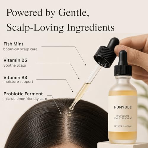 HUNYULE Microbiome-Friendly Scalp Serum, 2 oz – Leave-In Serum for Itchy, Dry & Sensitive Scalp, Supports Fuller-Looking Hair