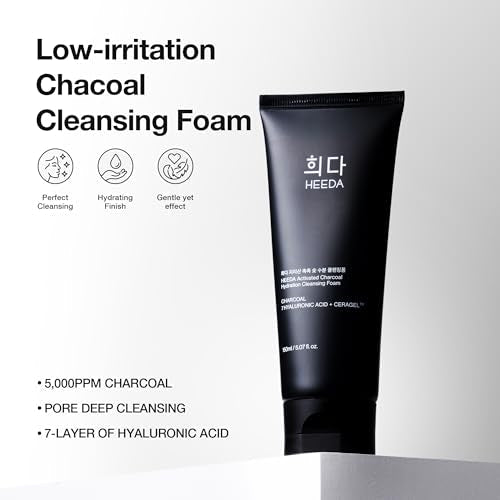 Korean Charcoal Cleansing Foam, Hydrating Deep Pore Face Wash