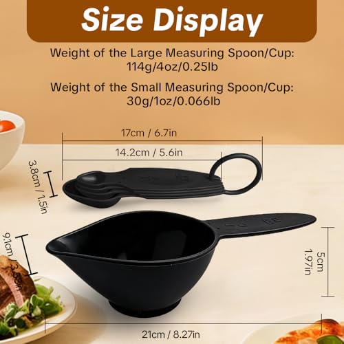 8-Piece Braille Measuring Set with Raised Braille Markings for Blind Black-8 Pieces