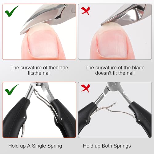 Toe Nail Clippers for Men, Toenail Clippers for Thick Nails for Seniors, German Ultra Sharp Stainless Steel Fingernail Clipper with Catcher, Heavy Duty Ingrown Nail Cutter Long Handle with Wide Jaw 4 in1 Toenail Clippers Set