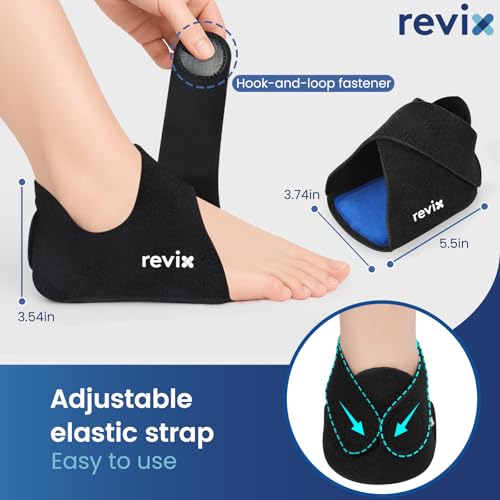 REVIX Heel Ice Pack Wrap for Plantar Fasciitis & Heel Spurs, Hot & Cold Gel standard 2.0