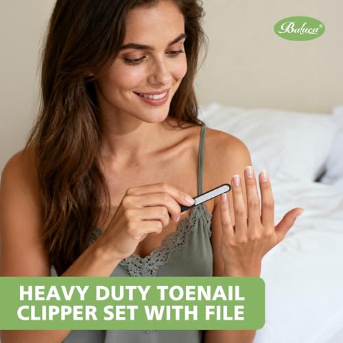 BALUCA Heavy Duty Toenail Clippers for Men & Seniors - Ultra Sharp Wide Jaw Nail Clipper for Thick & Ingrown Toenails, Long Handle Toe Nail Clipper for Seniors, Anti-Splash Design & Safety Lock