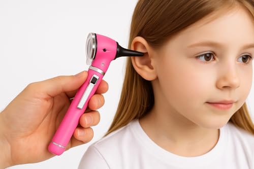 Fiber Optic MINI Otoscope Pink Color (Diagnostic Set) G.S Instruments