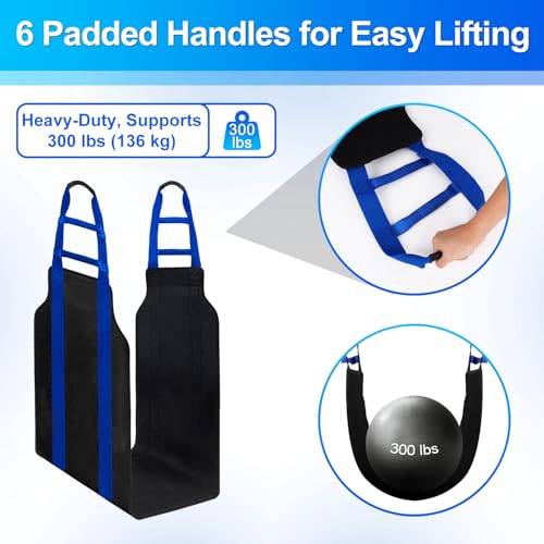 supregear Transfer Sling, 35" Padded Lift Assist Aid with 6 Handles, Caregiver Repositioning Sling for Seniors, Elderly Adults, Bed Turning, Standing & Daily Mobility Assistance, Black
