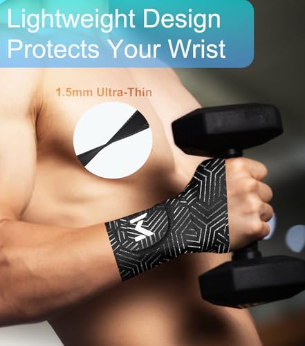 2 Pcs Ultra-Thin TFCC Wrist Brace,Adjustable Wrist Support for Tendonitis, Sprains, Fitness, Weightlifting, Sports, Wrist Wrap Pain Relief, Wrist(5"-7.5") (Black) Black