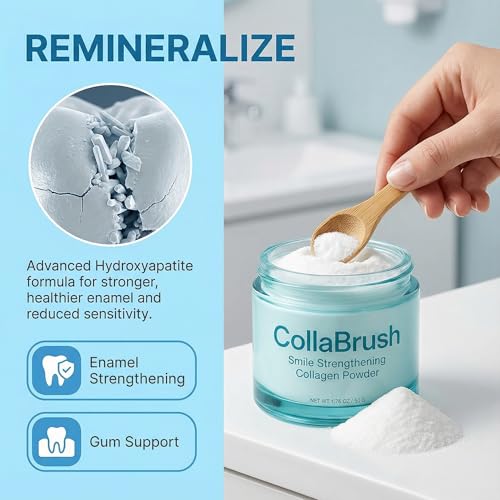 Collabrush Collagen Powder, Collagen+Hydroxyapatite Gum Toothpaste Care Powder, Smile Strengthening CollagenPowder, Protect Gum & Enamel Care
