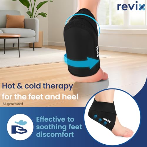 REVIX Heel Ice Pack Wrap for Plantar Fasciitis & Heel Spurs, Hot & Cold Gel standard 2.0