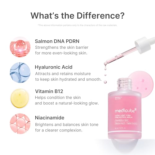 medicube PDRN Pink Peptide Serum with Salmon DNA, 3.71 fl. Oz 3.71 Fl Oz (Pack of 1) Ultra Light PDRN