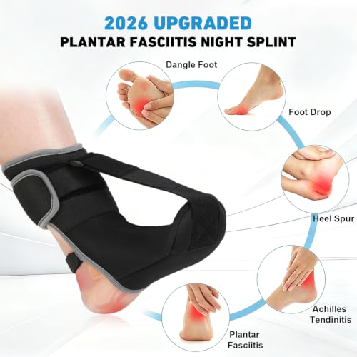Plantar Fasciitis Night Splint, Sock with Massage Ball (MediumA-Gray) MediumA-Gray